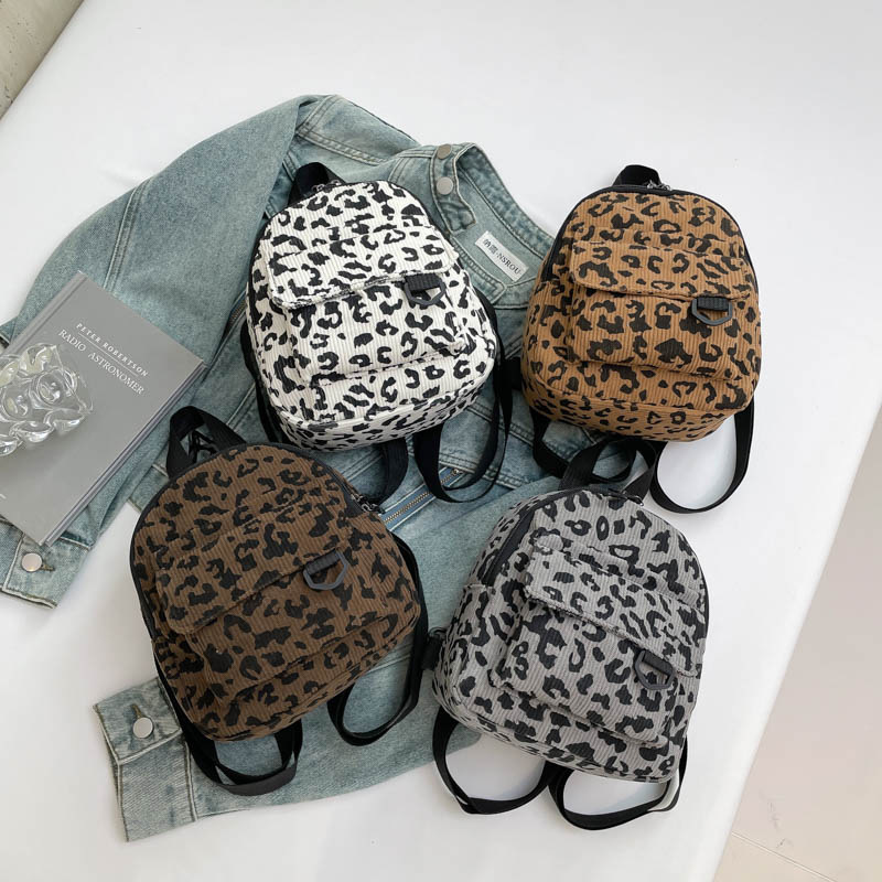 クロスボーダーレディースバッグ新しいヒョウ柄シングルショルダークロスボディ多目的バックパックコーデュロイ大容量バッグニッチコーデュロイ|undefined