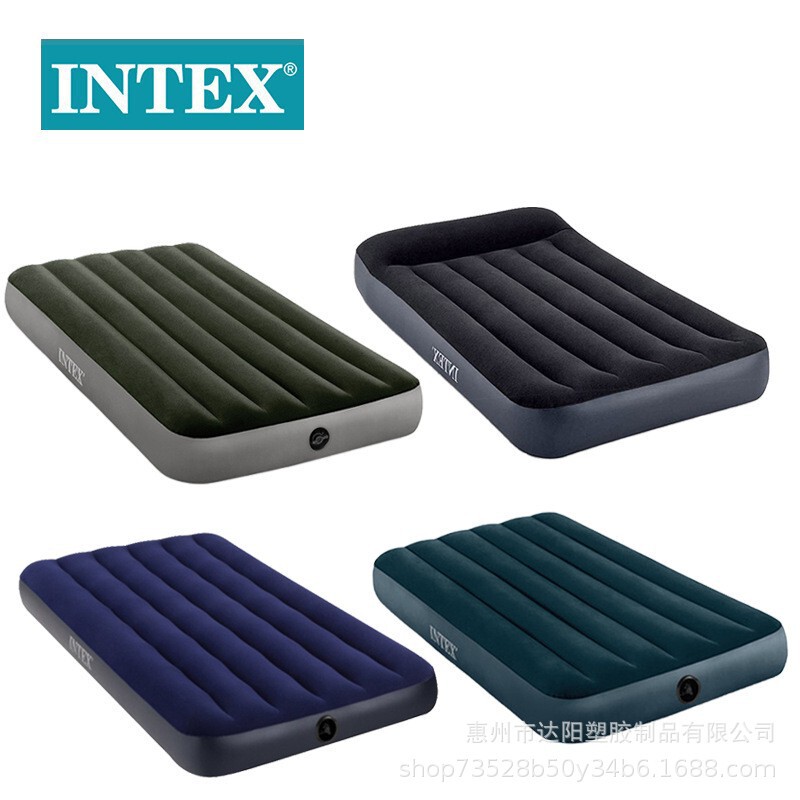Intex Outdoor Camping Inflatable Mattress Flocked Pvc Air Bed Wholesale Cross-Border Folding Bed Leisure Simple Ins