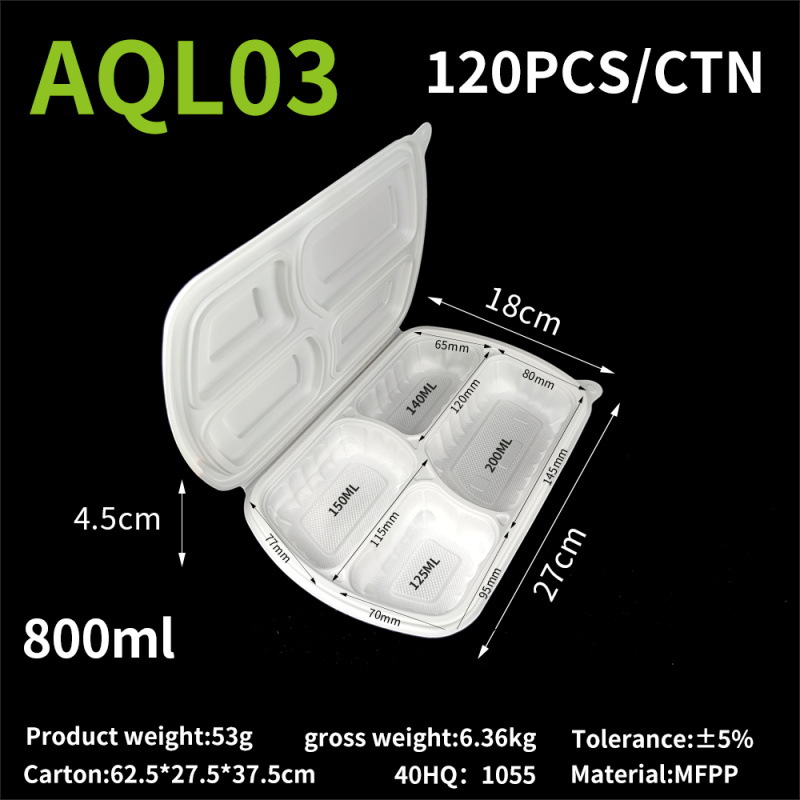 Cajas desechables para llevar comida, de 6, 8 y 9 pulgadas, blancas, de MFPP, para hamburguesas, de calidad de exportación, con carbonato de calcio, para almuerzos.