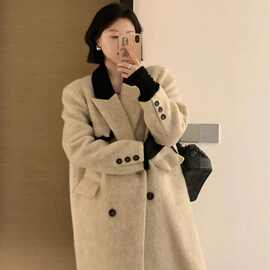 韩系呢子大衣女2025秋冬季新款毛呢外套感小个子慵懒风中长款