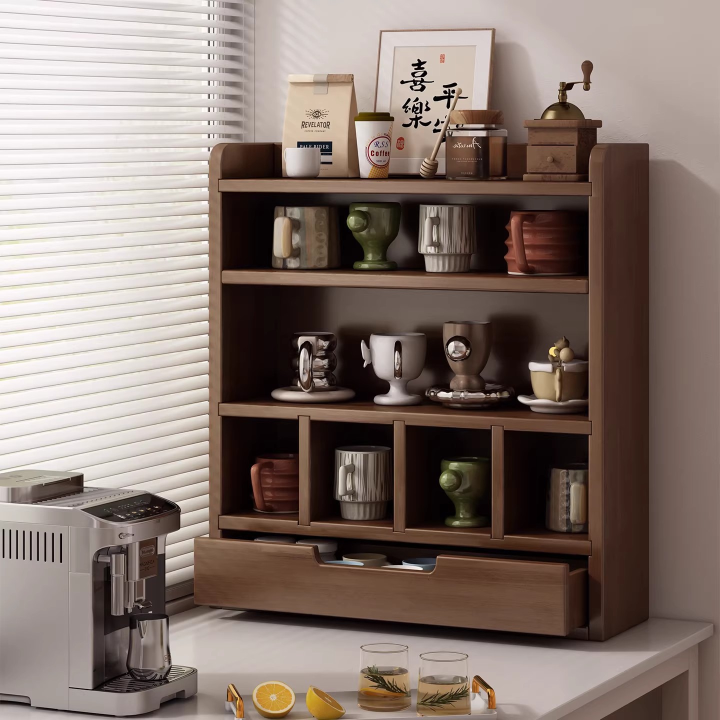 Estantes de madera sólida estantes de escritorio estantes de almacenamiento estilo medieval dormitorio contra la pared caja de almacenamiento de cosméticos gabinete de exhibición gabinete de almacenamiento