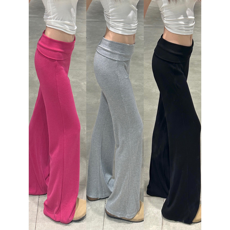 American-Style Flared Pants for Women, Spring and Autumn, Low-Waisted, Slimming, Drapey, Floor-Length Bootcut Pants, Yoga Sports Sweatpants