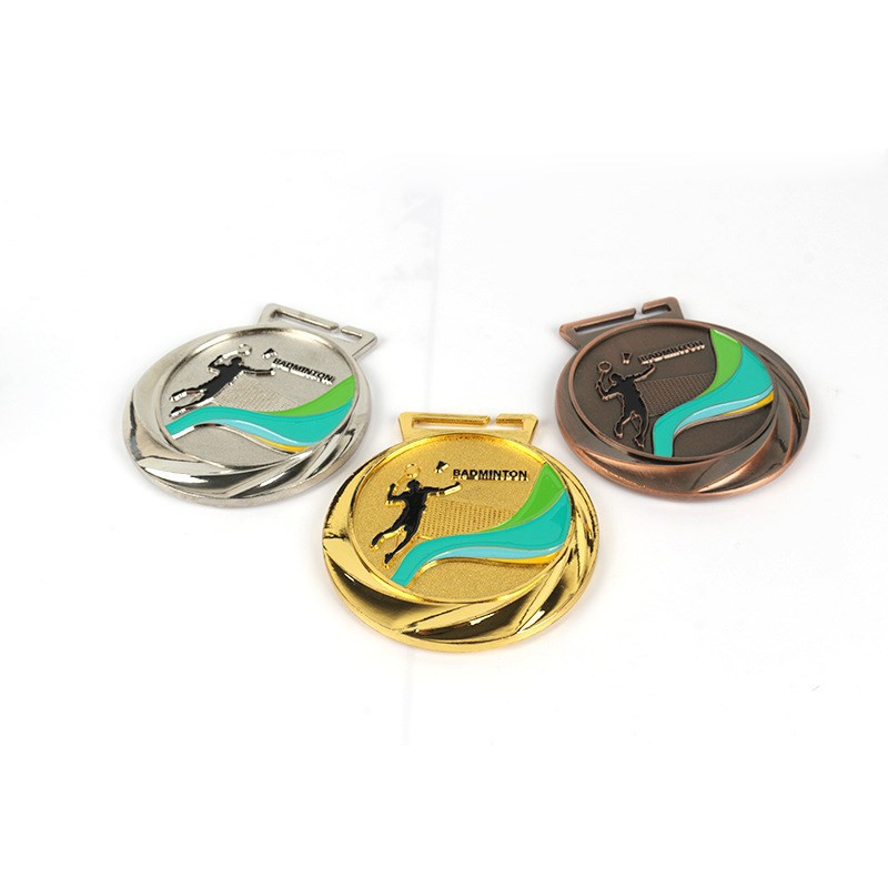 Fabricación de medallas de metal listado haciendo bádminton oro y plata juegos de cobre competencia honor aleación de zinc Fabricación de Medallas