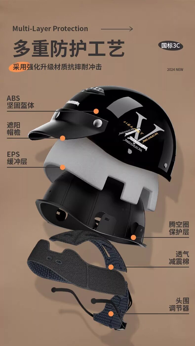 Electric Motorcycle Helmet for Men and Women, Suitable for All Seasons, New National Standard 3C Certified Motorcycle Summer Breathable Safety Helmet