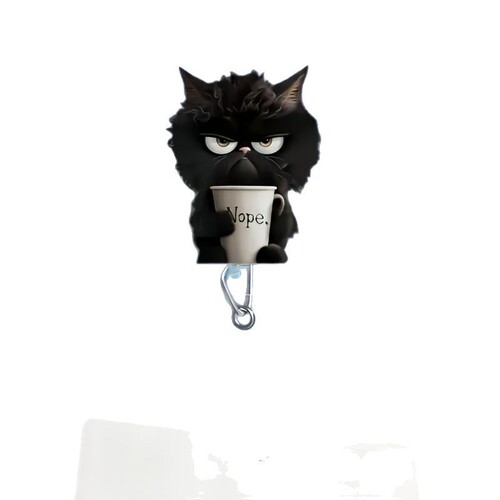 New acrylic flat-facing tea cup cat badge clip, ID clip, retractable easy-to-pull buckle