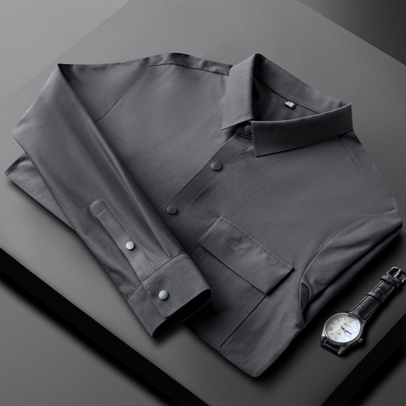 Exquisite and High-End Men's Embroidered Business Shirts, Long-Sleeved 2026 New Spring Wear-Resistant Slim-Fit Clothing for Men