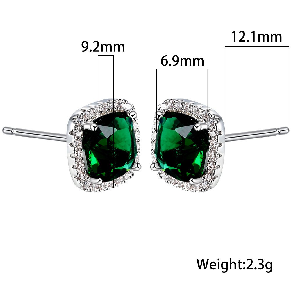 Fashion Geometric Copper Inlay Zircon Ear Studs 1 Pair