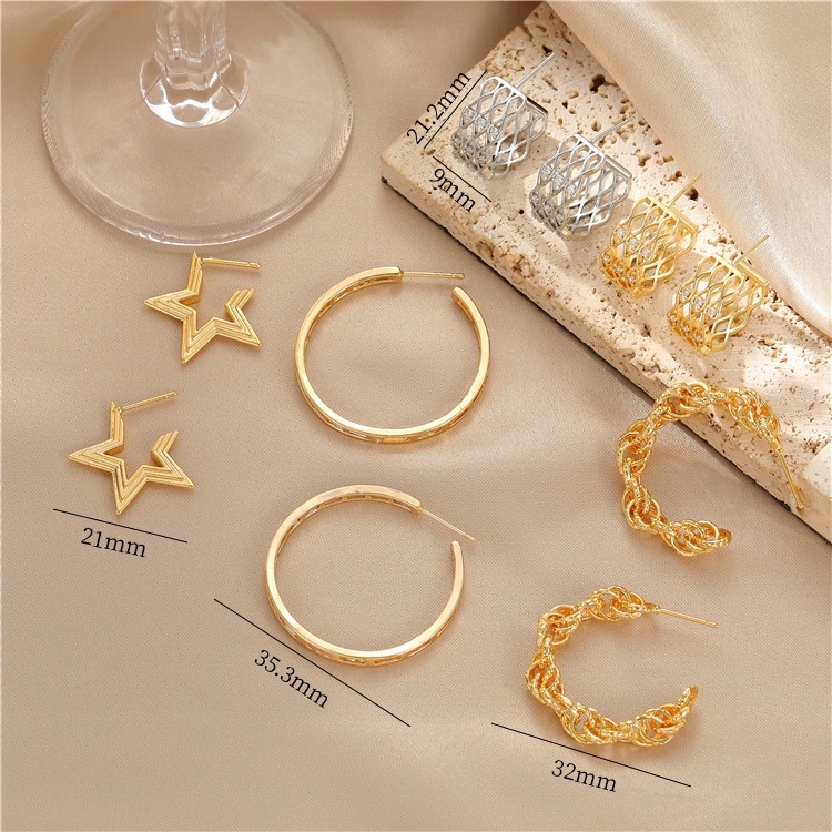 Earrings Classification 1 Pair Simple Style C Shape Plating Copper Earrings