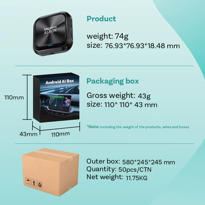 Cross-Border Wireless Carplay Box Wired to Module Car Adapter Car-Machine Adaptation Interconnection Android Mini (Simsiz CarPlay və Android Auto) - pcs55-m-464