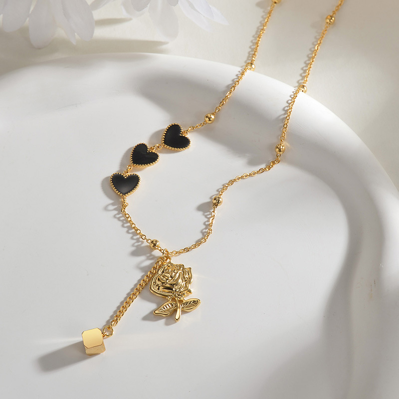 Pendant Necklace Classification Stainless Steel Titanium Steel Elegant Flower Plating Pendant Necklace