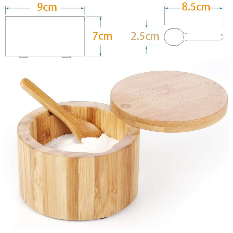 Con cuchara incorporada para evitar el polvo de cocina sal pimienta especias condimento contenedor de almacenamiento