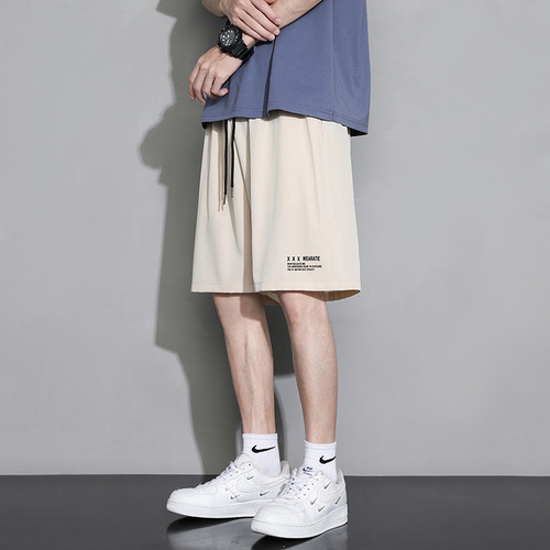 Summer student outerwear running shorts for men, thin, quick-drying, five-pocket, ice silk pants, loose fit