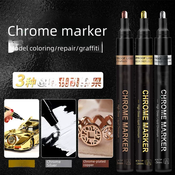 Mirror pen chrome plated marker electrosilver plated reflective high-gloss pen Gundam model DIY glass paint metal pen