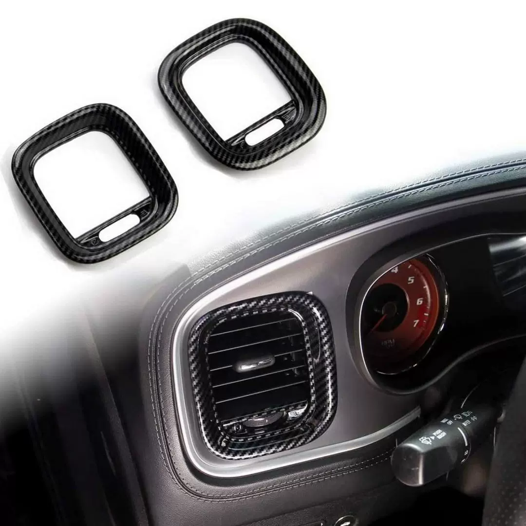 适用道奇战马内饰改装左右空调出风口饰框 16-21款Charger碳纤