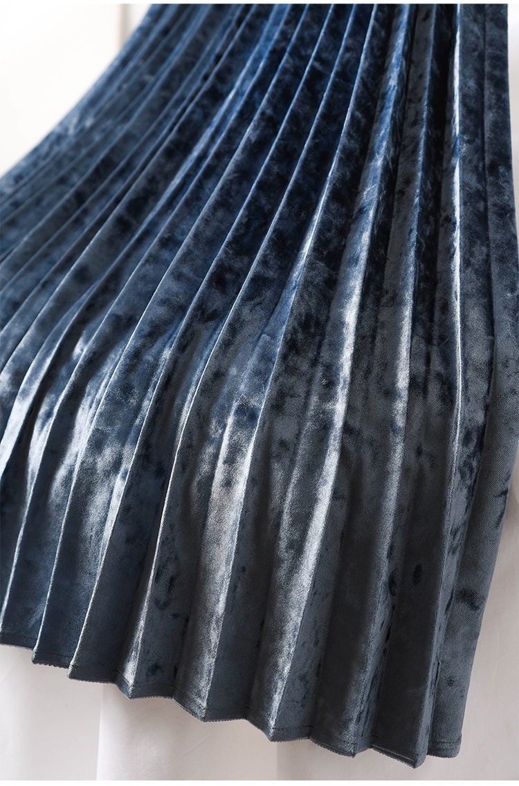 Abbigliamento donna gonna in velluto a rombi a cinque colori gonna a pieghe a fisarmonica lucida per donna lunghezza media autunno e inverno 2024_voghion.com