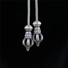 藏银复古银色金色象鼻神金刚杵挂件子珠银杵diy手串佛珠配件散珠