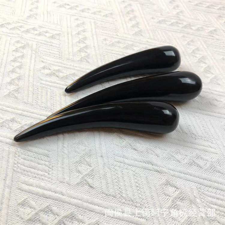 Horn Acupoint Massage Stick Solid Buffalo Horn Guasha Meridian Tool for Neck Back Foot 14-16cm overview