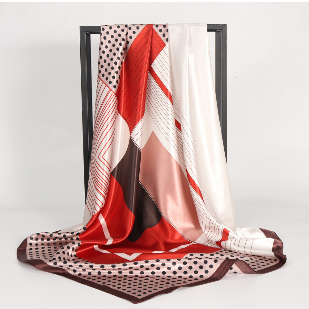 Women's Retro Streetwear Stripe Polka Dots Satin Printing Silk Scarf display picture 1