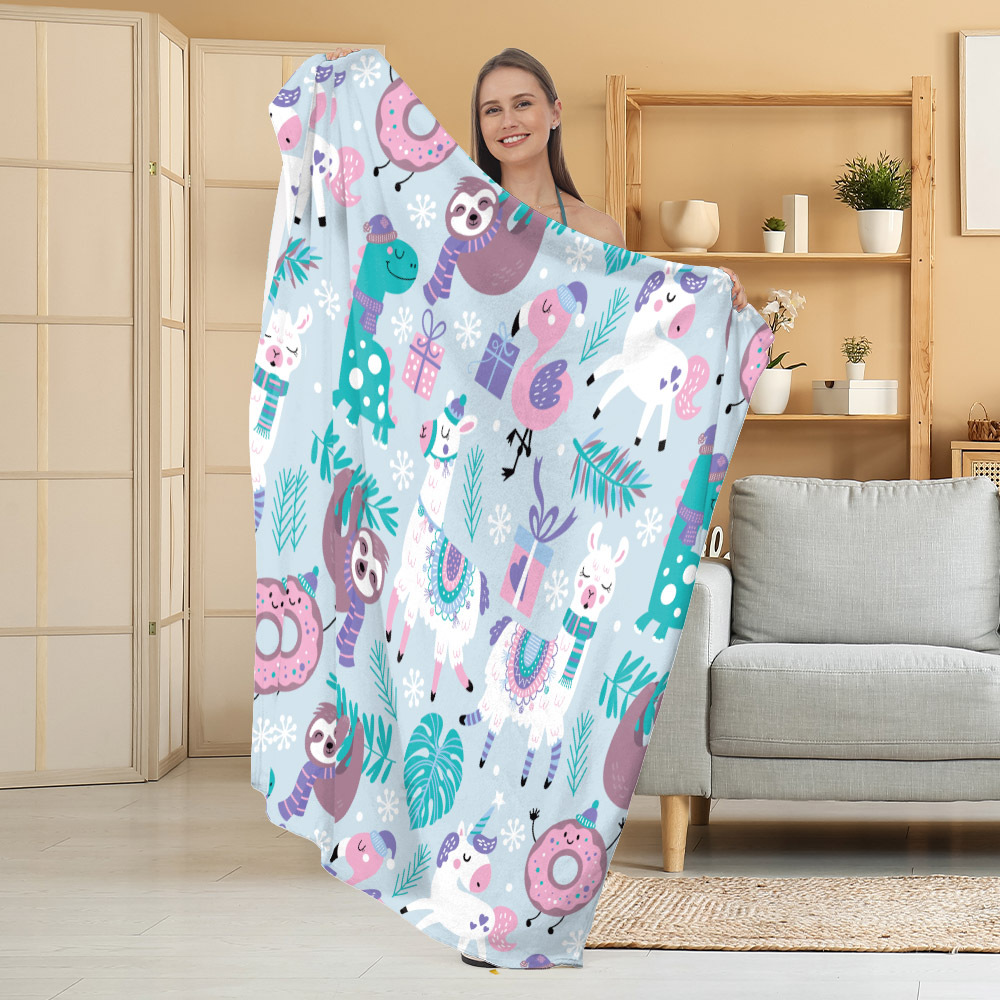 Manta de Franela Festiva con Estampado Navideño, Manta para Siesta, Manta para Aire Acondicionado, Manta Gruesa para Sofá, Manta para Dormitorio