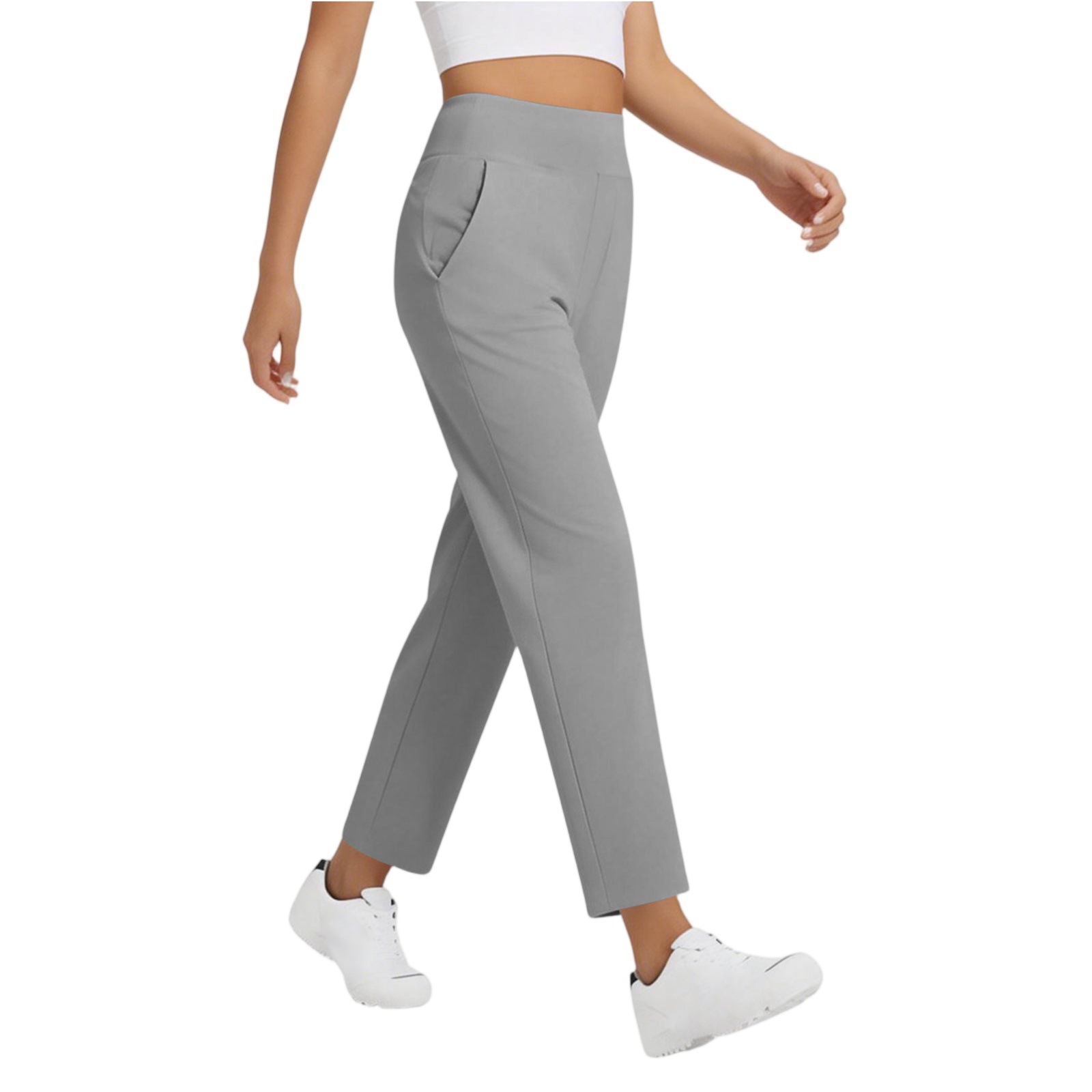 2026 New European and American Cross-Border Women's Fashion Solid Color Pocket Slim Fit Casual Comfortable Trousers for Amazon
