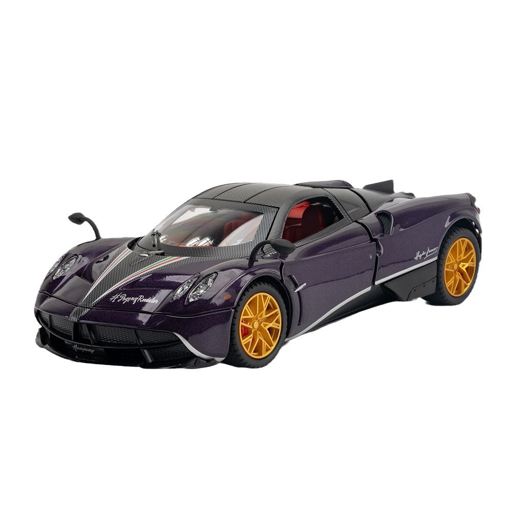 Modelo de coche de aleación de simulación de coche 1:24 Pa Garney Tire hacia atrás coche deportivo spray Función de sonido y luz modelo de coche de juguete adornos