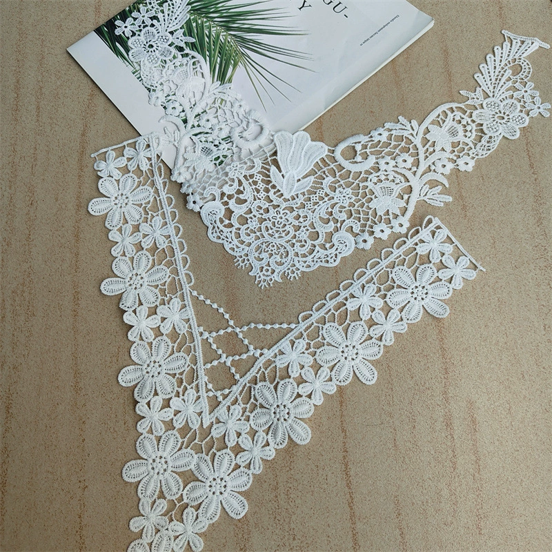 White protective underware handmade, false collar, V-neckline, DIY, with embroidery