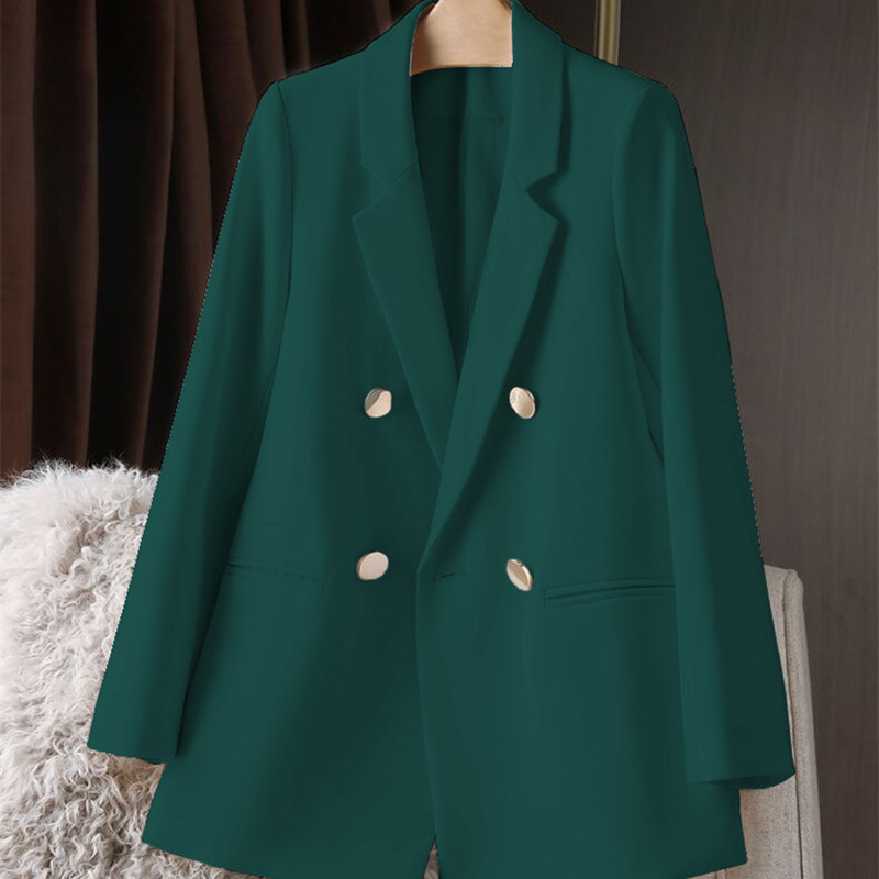 High-End Green Elegant Blazer for Women, Spring and Autumn 2026 New Style, Petite Casual Loose-Fitting Korean-Style Suit
