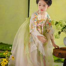 青羽女童汉服春秋儿童国风古装古风连衣裙秋襦裙大袖流烟裙
