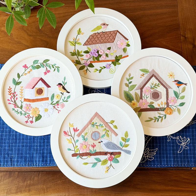 Nuevos productos de pájaros cuelgan pinturas Lu bordado DIY material de bordado paquete Inglés creativo transfronterizo conjunto de bordado cruzado a mano