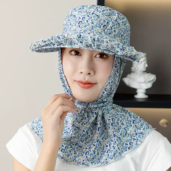 New Style Anti-Hat Women's Spring and Summer Tea-Picking Hat Sun Hat Outdoor Work Sunshade Men's Neck Protection Riding Face-Covering Ledge Hat