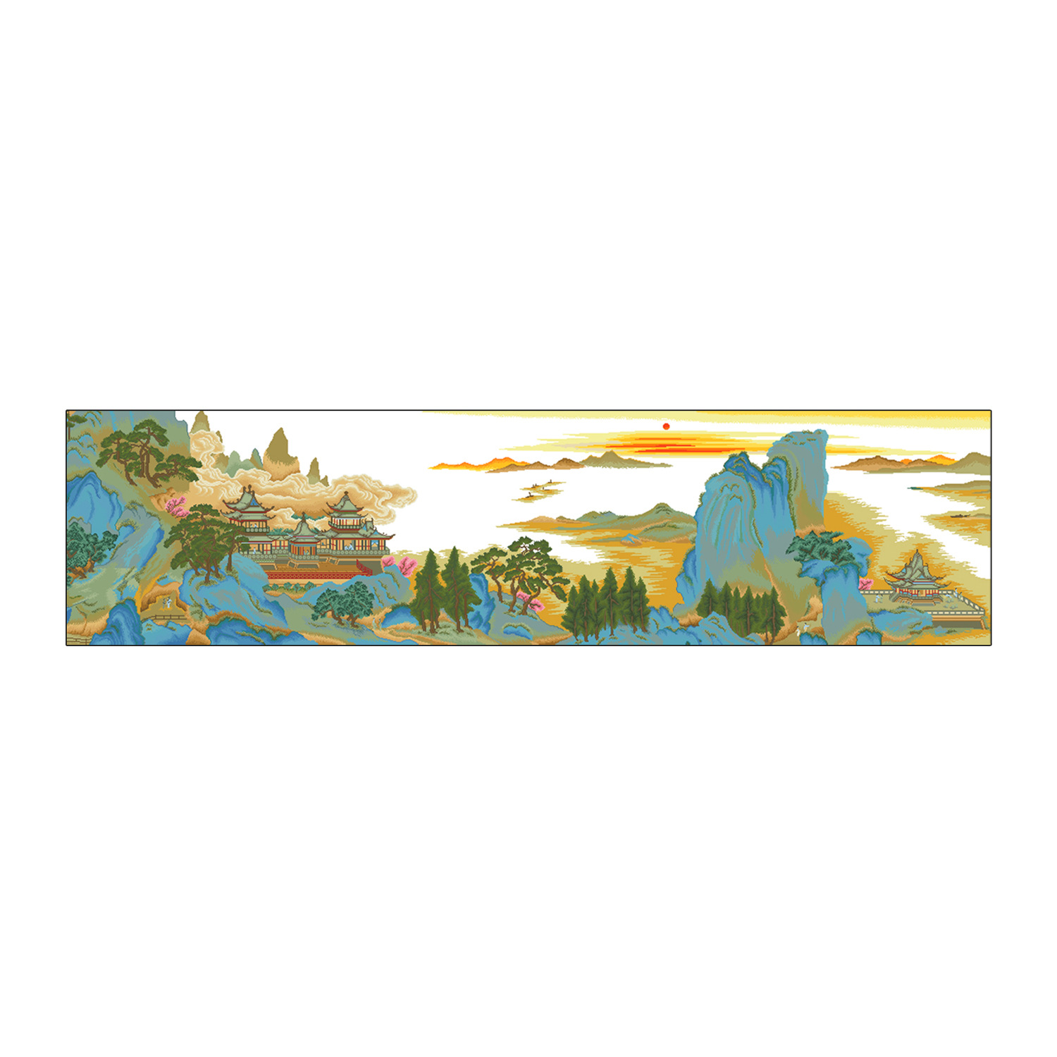 Auténtica Mona Lisa Royal punto de cruz Lingyan Pabellón tela seda antigua Nuevo hilo bordado salón paisaje pintura decorativa image 6
