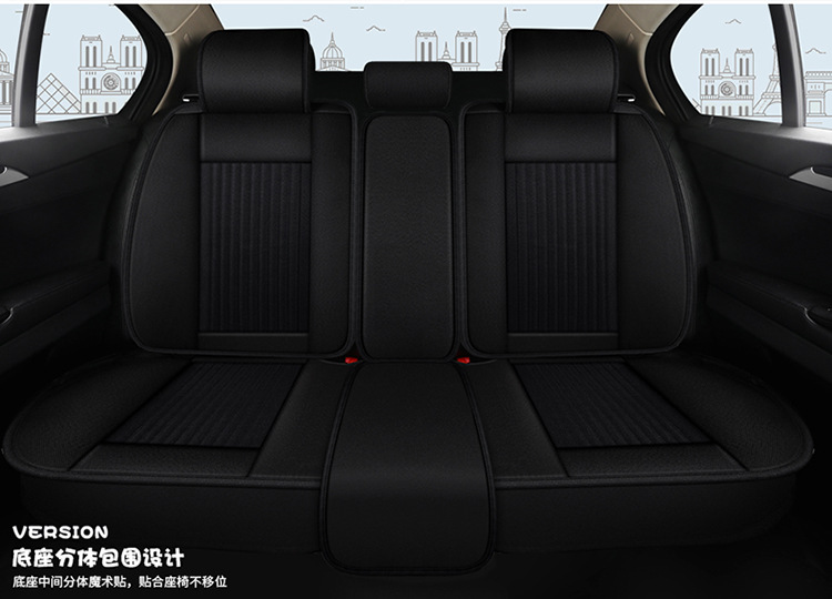 All-Season Universal Car Seat Cover, Full Coverage Fabric Seat, Summer Trendy New Cartoon Seat Cushion, Linen Female Seat Cover