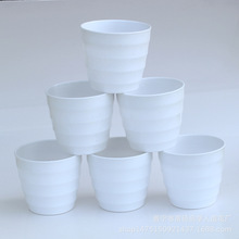 外贸跨境批发塑料多肉花盆 北欧树脂花盆塑料白色pp螺纹步步高盆