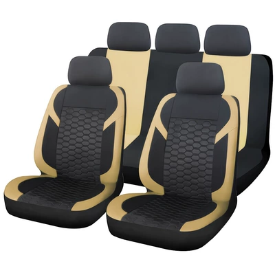 Universal seat cover Hexagonal Mesh Quilted Mesh - light-brown-9-piece-set-31-x-30-x-11-cm