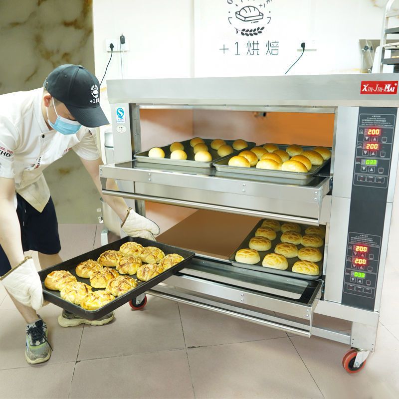 Electric Oven for Commercial Baking Bread, Pizza, Cake, Mooncake, Sesame Cake, Large Capacity Electric Oven for Roasting Chicken