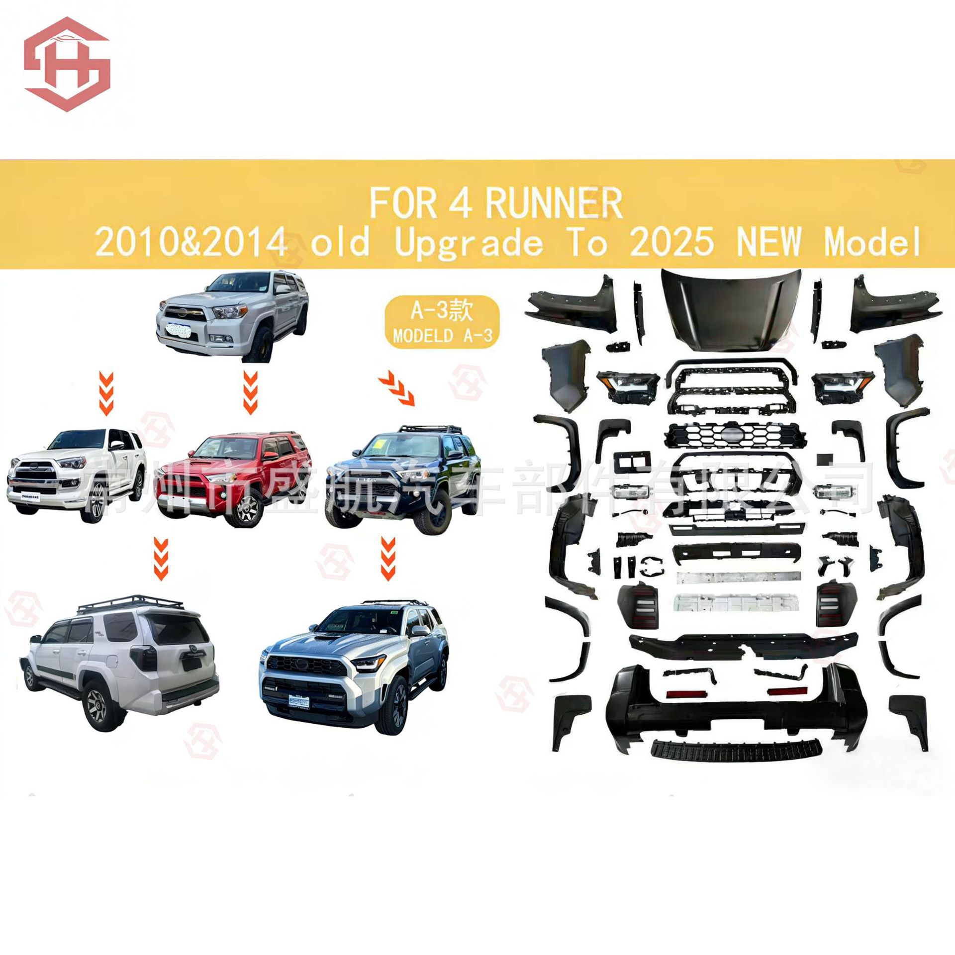 Suitable for 2010-2024 Models to Be Modified to 2025 Toyota 4Runner Old-To-New Conversion Kit with Full Body Kit