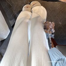 感软糯白色针织阔腿裤女秋冬新款垂感显瘦百搭休闲直筒裤