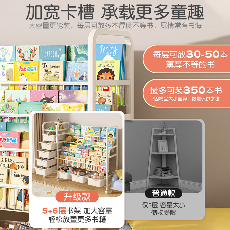 Estante de libros para niños juguetes 2 - en - 1 estante de almacenamiento de suelo estante de lectura de libros ilustrados estante de estante multicapa para bebés caseros estante de libros