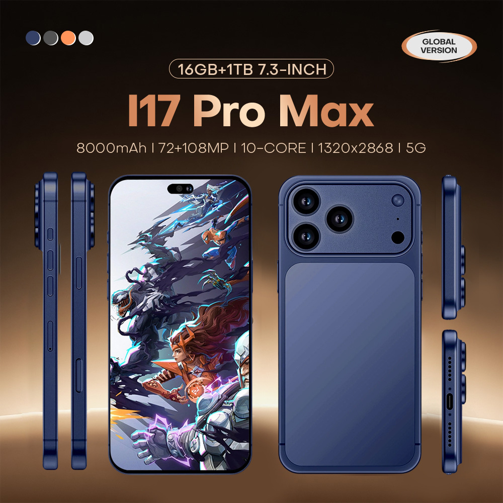 New I17 Pro Max Cross-Border Mobile Phone 7.3-Inch 16+1Tb Android Smartphone Source Manufacturer Direct Sales
