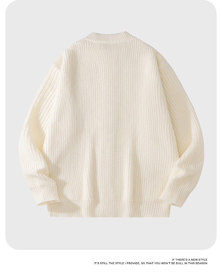 ​​Men's Oversized Knit Cardigan Pure Color Casual Loose Fit Long Sleeve Unisex Sweater For Autumn Winter​​_viptrois.com