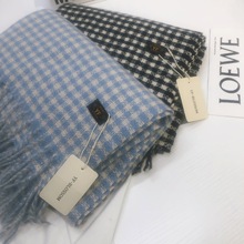 2025新款韩版百搭软糯小格子围巾女秋冬针织保暖骑行围脖披肩男