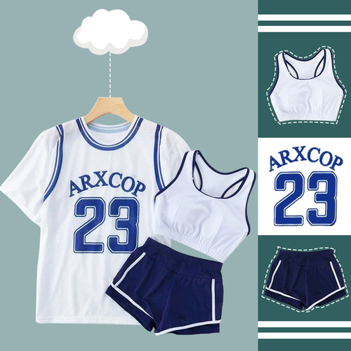 Women's Conservative Straight Leg Trunk Swimsuit Set, Three-Piece Swimwear from South Korea, Slimming and Tummy-Hiding Vacation Swimwear