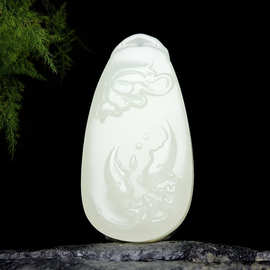 玉器工艺品天然新疆和田玉双鱼吊坠男女款精雕连年有余莲花玉牌