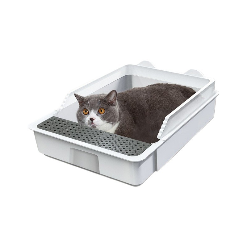 Baño de arena para gatos super grande y medio cerrado, inodoro para gatos, banda de arena antiolor, extra pequeño, heces para gatos, artículos para gatos