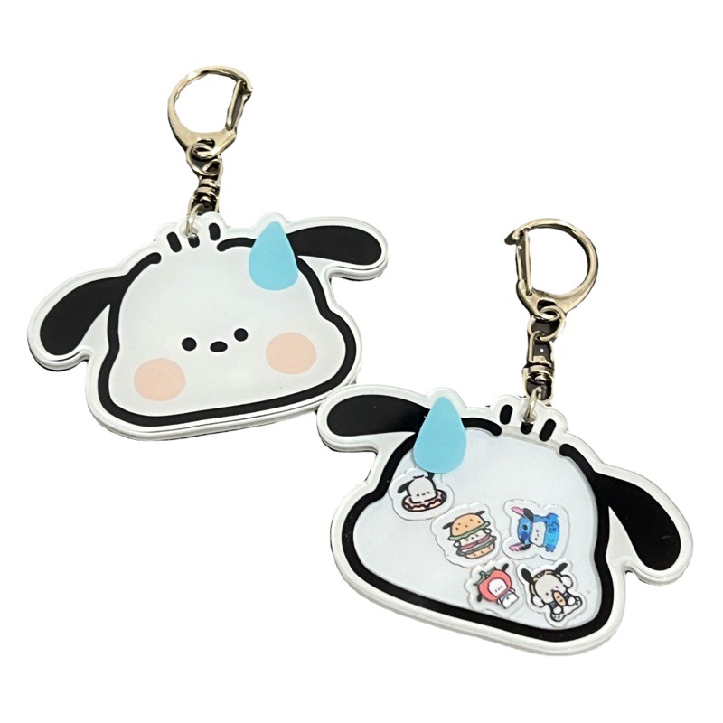 Perro Pacha de dibujos animados crayón pequeño Nuevo llavero colgante lindo colgante de acrílico mecedora música estudiante accesorios regalo