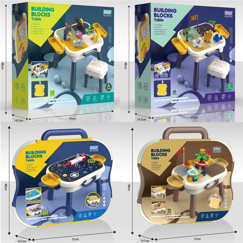 Comercio exterior niños multi-funcional gran partícula ensamblada mesa de bloques de construcción juguete Rueda de la fortuna animal pequeña partícula DIY mesa de bloques de construcción