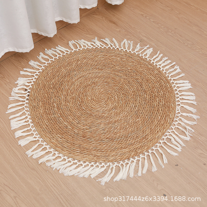 almohadilla de comedor redonda tejida mezclada una variedad de estilos almohadilla de comedor de aislamiento térmico almohadilla de comedor de césped de hierba para cocina doméstica almohadilla de aislamiento térmico