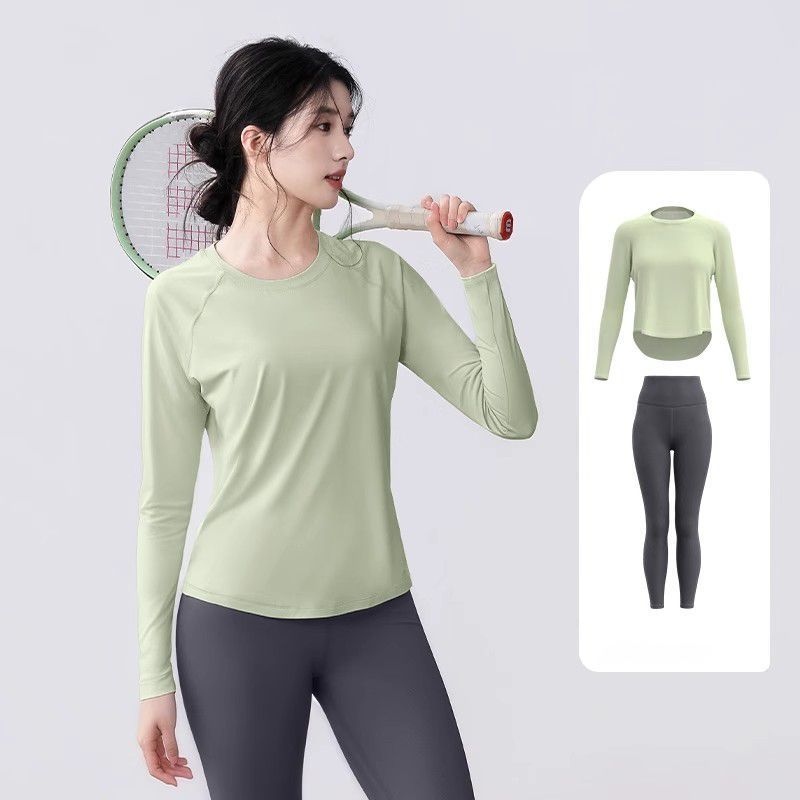 Yoga Suit Women's Autum New Running Fitness Clothing Breathable Sports Tops Pilates Training Long Sleeves Free Shipping