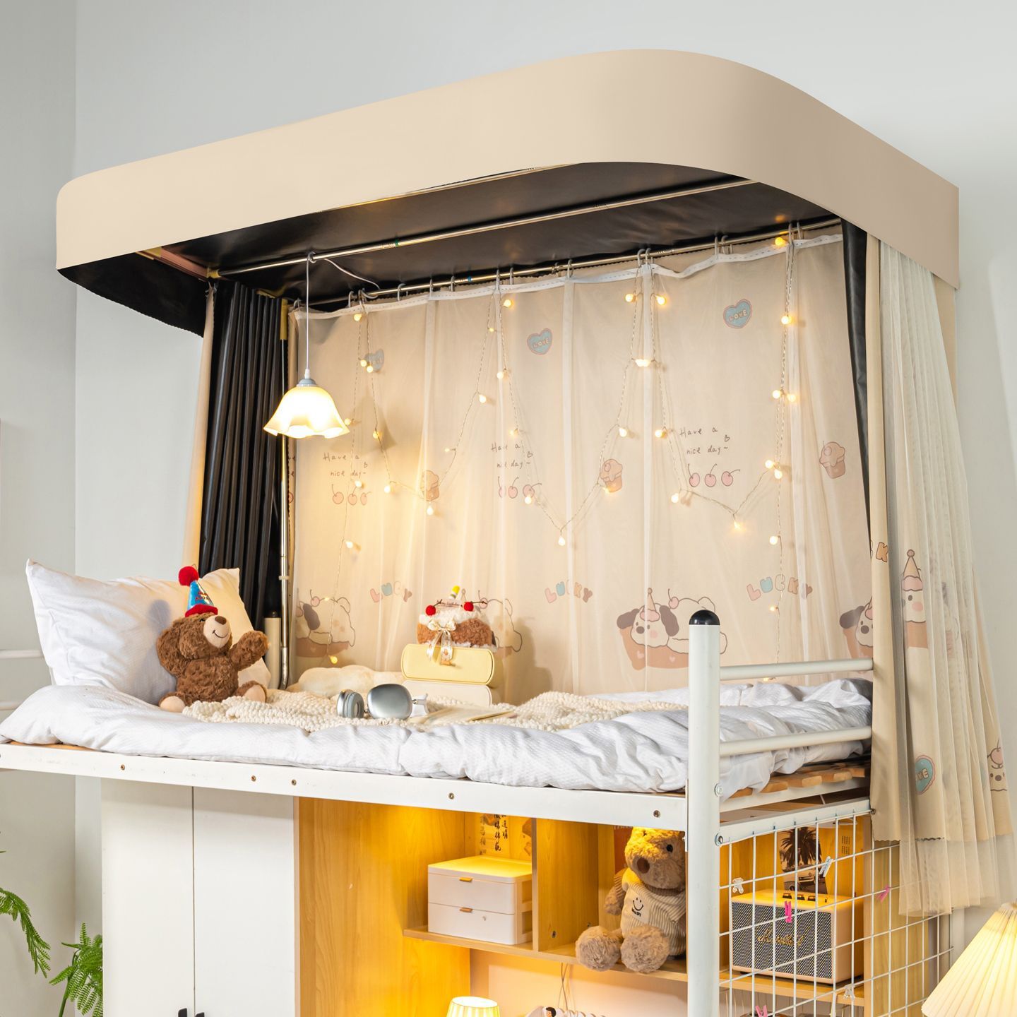 dormitorio de estudiantes universitarios en forma de U cortina de cama colocada en la pista dormitorio de estudiantes de secundaria soporte retráctil cortina de cama de guía de sombra completa