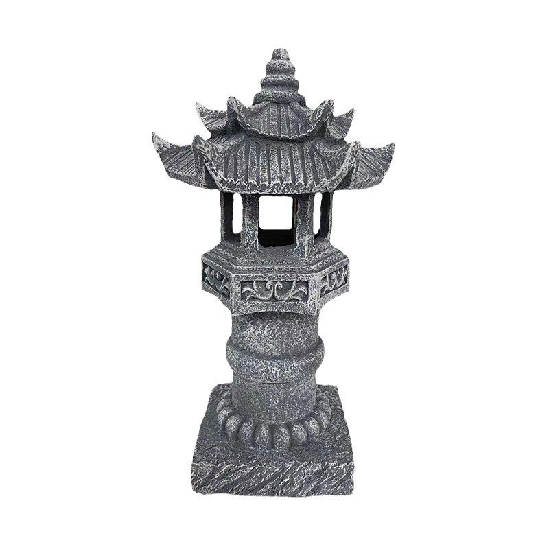 屋外石塔宮灯庭灯置物寺院禅意園林樹脂装飾置物太陽光石塔灯